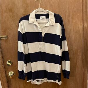 Aerie Popover Striped Cream and Navy Pollo